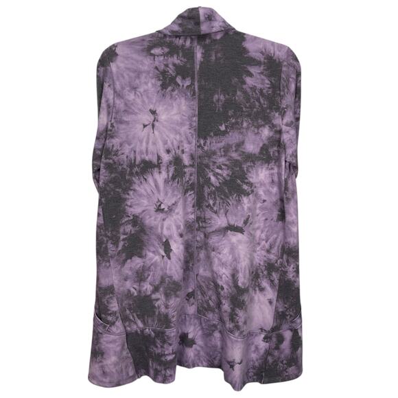 90 DEGREE By Reflex Women's TIE DYE Fleece Cardigan Purple Size LARGE - Picture 2 of 4